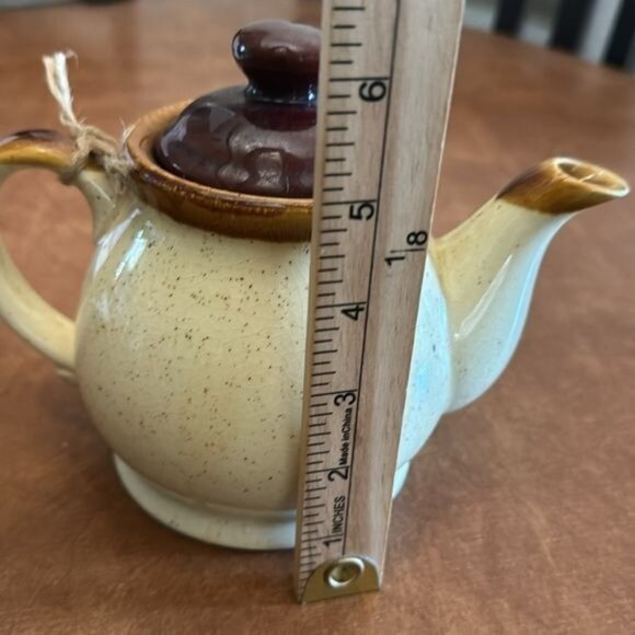 Vintage Enesco Country Road Teapot With Lid Speckled Cream & Brown Chicken Motif - Picture 6 of 7